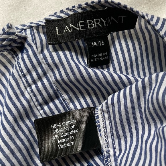 Lane Bryant Blue White Stripe Nautical Floral Embroidery Waist Women's 14 16 - Picture 14 of 16